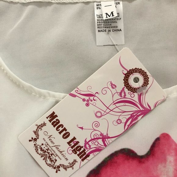 MICRO LIGHT white and pink rose dress size medium - Picture 5 of 7